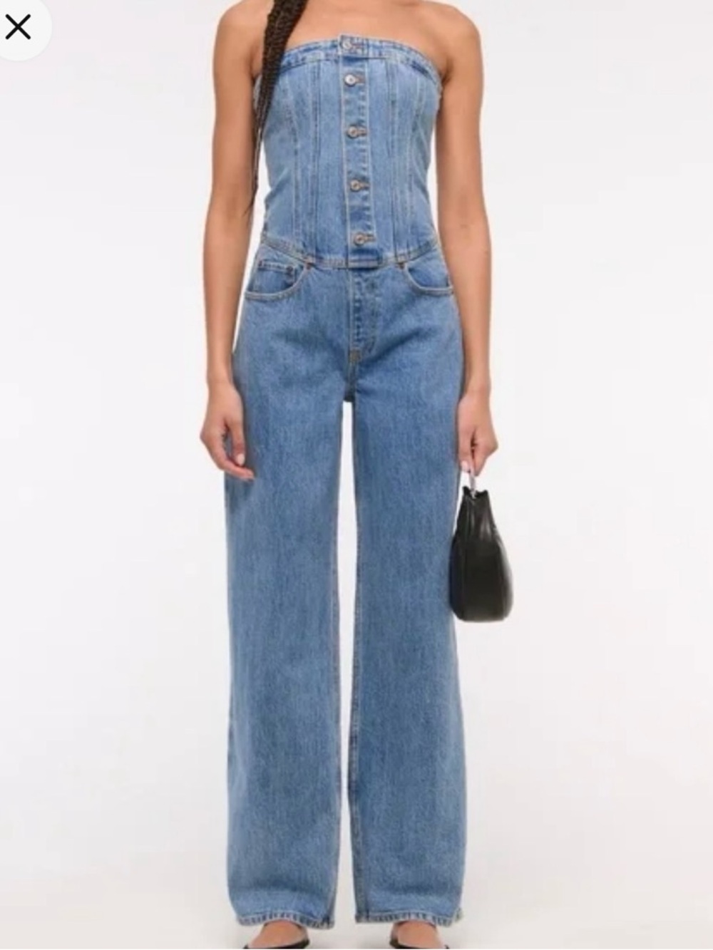 Abercrombie & Fitch Strapless Blue Denim Jumpsuit